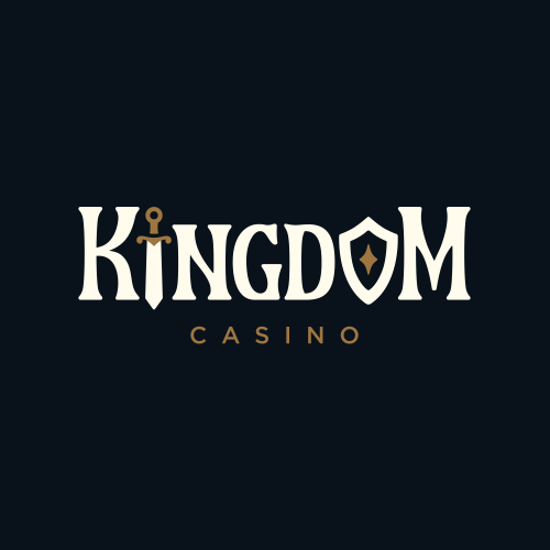 Logo van Kingdom Casino – witte letters met kroon op zwart