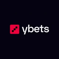 Logo van Ybets Casino – rood icoon en witte letters op zwart