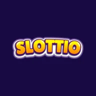 Logo van Slottio Casino – gele letters met paarse rand op donkerpaars