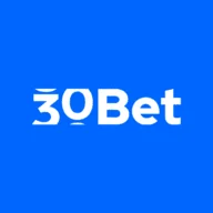 Logo van 30Bet Casino – witte letters op blauwe achtergrond