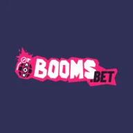 Logo van BoomsBet Casino – roze letters met bom op donkerblauw