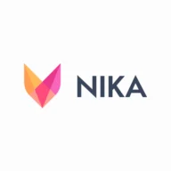 Logo van Nika Casino – roze-oranje icoon en grijze letters op wit